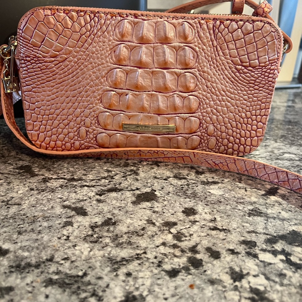 Brahmin Shea Apricot Rose Melbourne Leather Crossbody Bag NWT